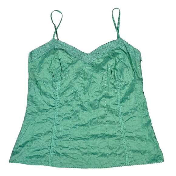 GAP Tops - Gap Womens Mint Green Cami Tank Top Size M Eyelet Lace Trim